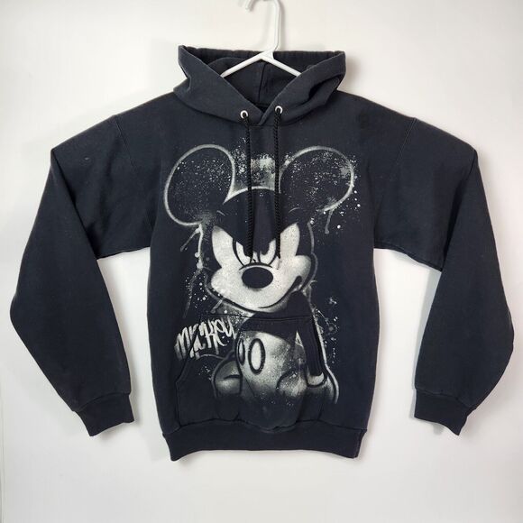 VTG 90s Y2k Disneyland Hoodie Mens‎ Sz S Graffiti Grunge Mickey Mouse Goth Punk
